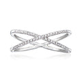 Diamond crisscross ring in sterling silver with pavé stones