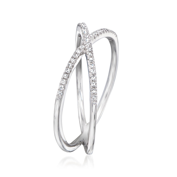 Sterling silver crisscross diamond ring