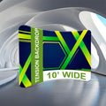 FramePlus 10x8ft curved backdrop, offering a larger, immersive visual experience for trade show branding.