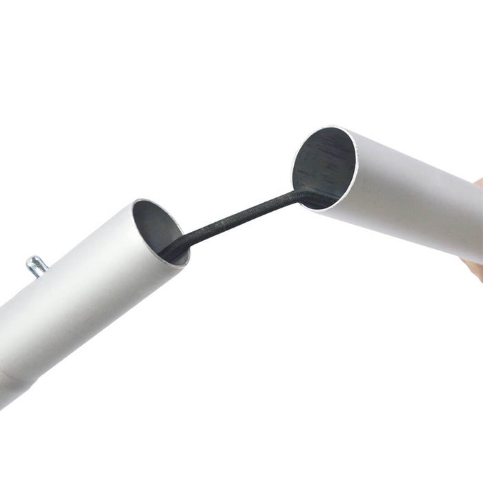 Frame Plus round tube background details for tool-free installation: sturdy material and silicone edge graphics convey brand information