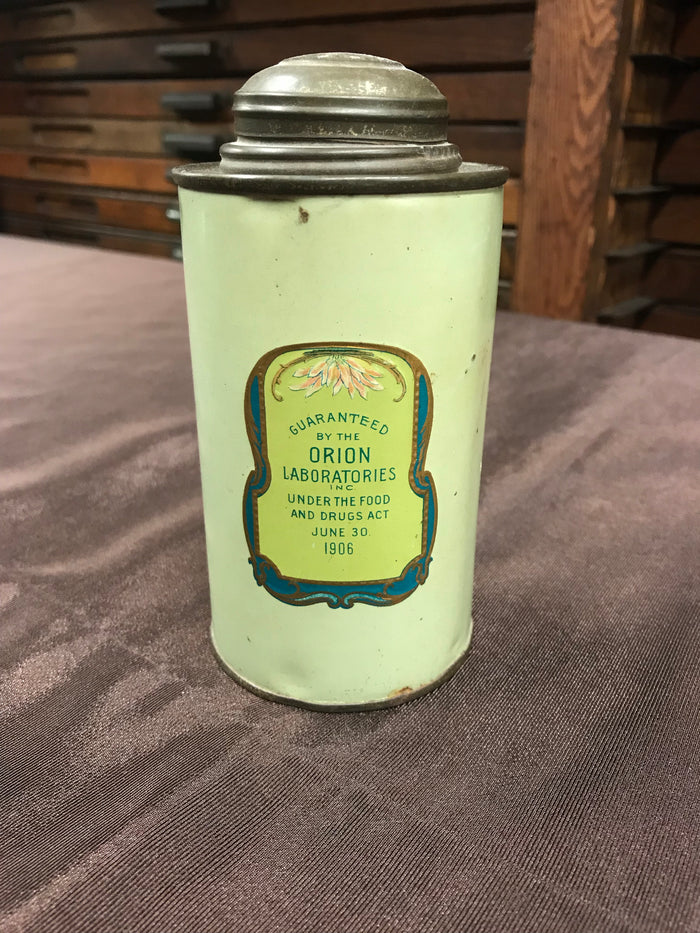 Beautiful Antique Orion Talcum Powder Tin Packaging from New York, NY - TheBoxSF