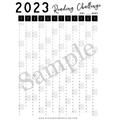 A white sheet labeled 2023 Reading Challenge
