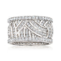 Sterling silver eternity band with round CZ stones in swirl rows