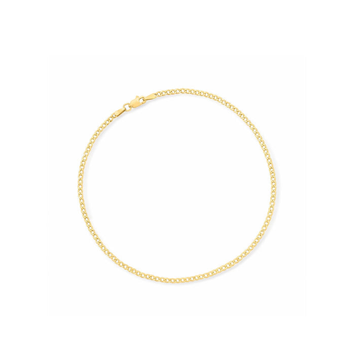 Yellow gold curb-link anklet, linked chain circle with no clasp detail visible