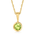 14kt yellow gold peridot pendant necklace with round green gemstone