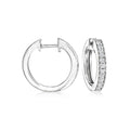 Sterling silver diamond hoop earrings with milgrain edge, small round hoops.