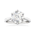 Sterling silver solitaire ring with round white moissanite center and prong setting