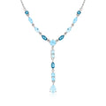 Sterling silver Y-necklace with blue topaz teardrop stations and pendant