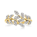 Gold vine diamond ring with oval and marquise stones, openwork setting.