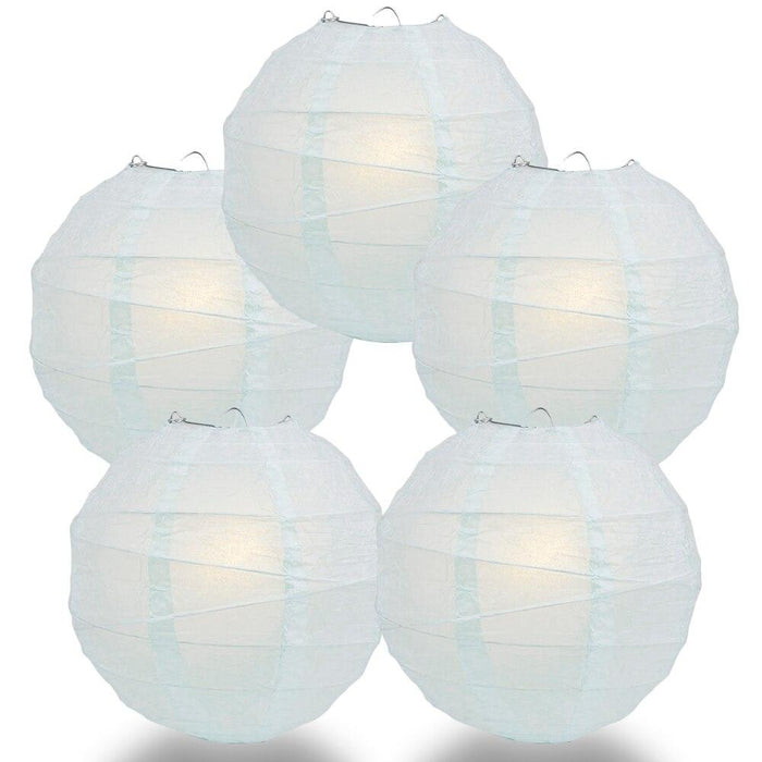 BULK PACK (5) 18" Arctic Spa Blue Round Paper Lantern, Irregular Ribbed, Chinese Hanging Wedding & Party Decoration - PaperLanternStore.com - Paper Lanterns, Decor, Party Lights & More