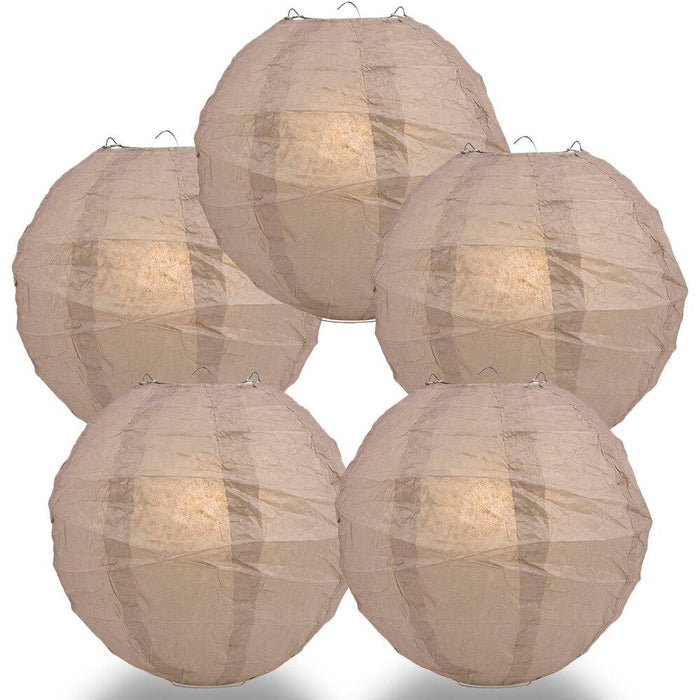 BULK PACK (5) 18" Dusty Sand Rose Round Paper Lantern, Crisscross Ribbing, Chinese Hanging Wedding & Party Decoration - PaperLanternStore.com - Paper Lanterns, Decor, Party Lights & More
