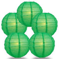 BULK PACK (5) 18" Emerald Green Round Paper Lantern, Crisscross Ribbing, Chinese Hanging Wedding & Party Decoration - PaperLanternStore.com - Paper Lanterns, Decor, Party Lights & More