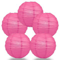 BULK PACK (5) 18" Fuchsia / Hot Pink Round Paper Lantern, Crisscross Ribbing, Chinese Hanging Wedding & Party Decoration - PaperLanternStore.com - Paper Lanterns, Decor, Party Lights & More