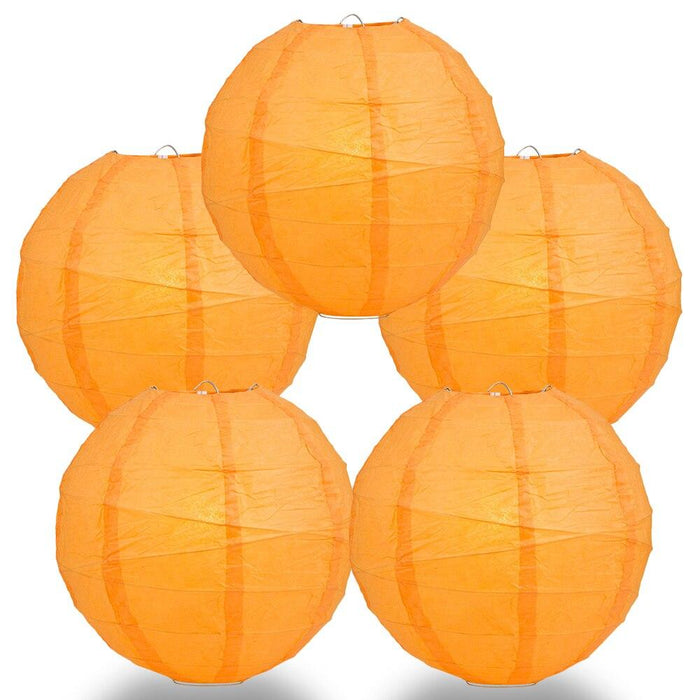 BULK PACK (5) 18" Orange Round Paper Lantern, Crisscross Ribbing, Chinese Hanging Wedding & Party Decoration - PaperLanternStore.com - Paper Lanterns, Decor, Party Lights & More