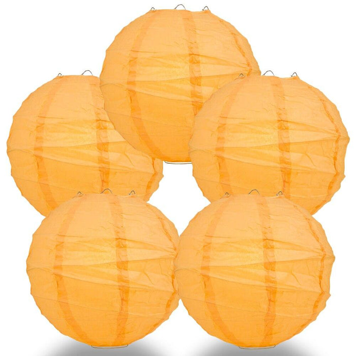 BULK PACK (5) 18" Papaya Round Paper Lantern, Crisscross Ribbing, Chinese Hanging Wedding & Party Decoration - PaperLanternStore.com - Paper Lanterns, Decor, Party Lights & More