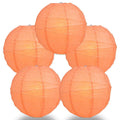 BULK PACK (5) 18" Peach / Orange Coral Round Paper Lantern, Crisscross Ribbing, Chinese Hanging Wedding & Party Decoration - PaperLanternStore.com - Paper Lanterns, Decor, Party Lights & More