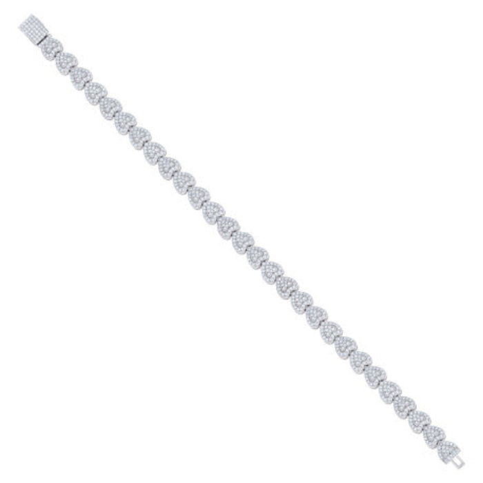925 Sterling Silver Womens Moissanite Heart Bracelet 7mm 7Inches