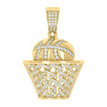 925 Sterling Silver Yellow Men's Moissanite Basketball Pendant