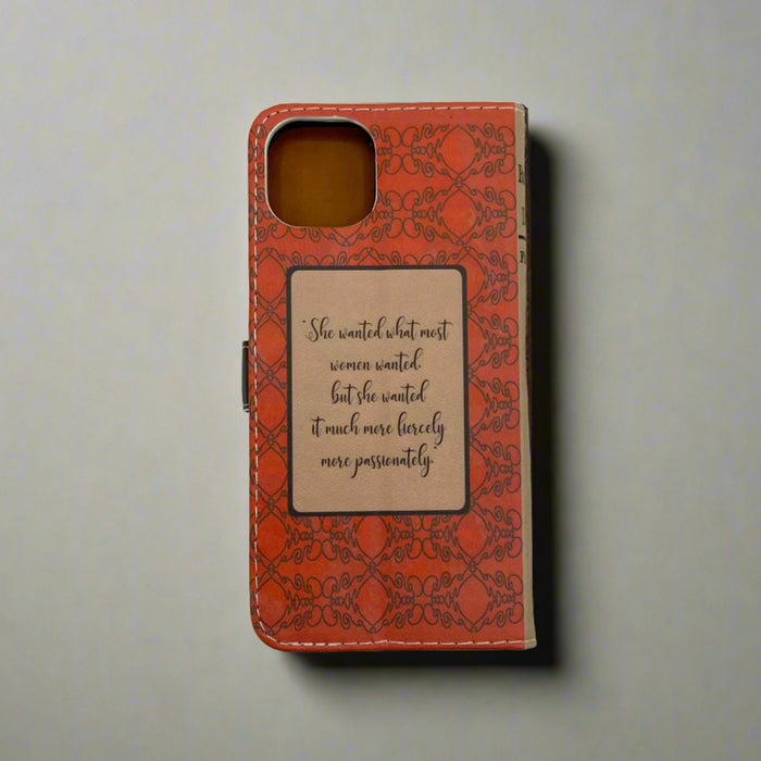 The back cover of a phone case featuring The Beautiful and Damned by F. Scott Fitzgerald.