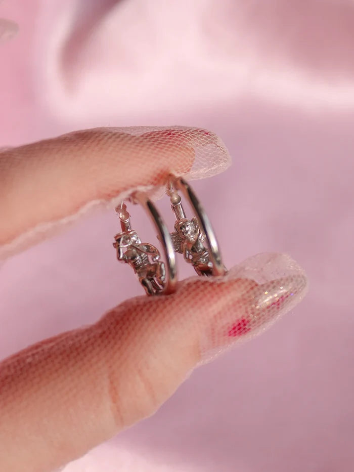 Angel and Devil Hoop Earrings, Gold or Silver Plated Earring, 925 Sterling Silver Earring