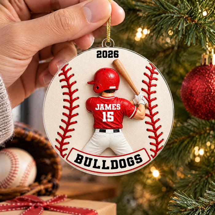 Born To Play Ball - Personalized Acrylic Ornament, Custom Baseball Player Ornament, Gift for Him