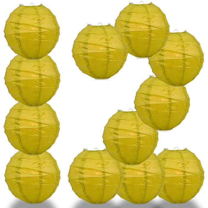 BULK PACK (12) 18" Chartreuse Yellow Green Round Paper Lantern, Crisscross Ribbing, Chinese Hanging Wedding & Party Decoration - PaperLanternStore.com - Paper Lanterns, Decor, Party Lights & More