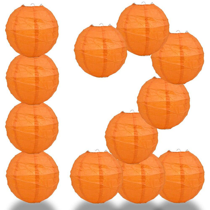 BULK PACK (12) 18" Persimmon Orange Round Paper Lantern, Crisscross Ribbing, Chinese Hanging Wedding & Party Decoration - PaperLanternStore.com - Paper Lanterns, Decor, Party Lights & More