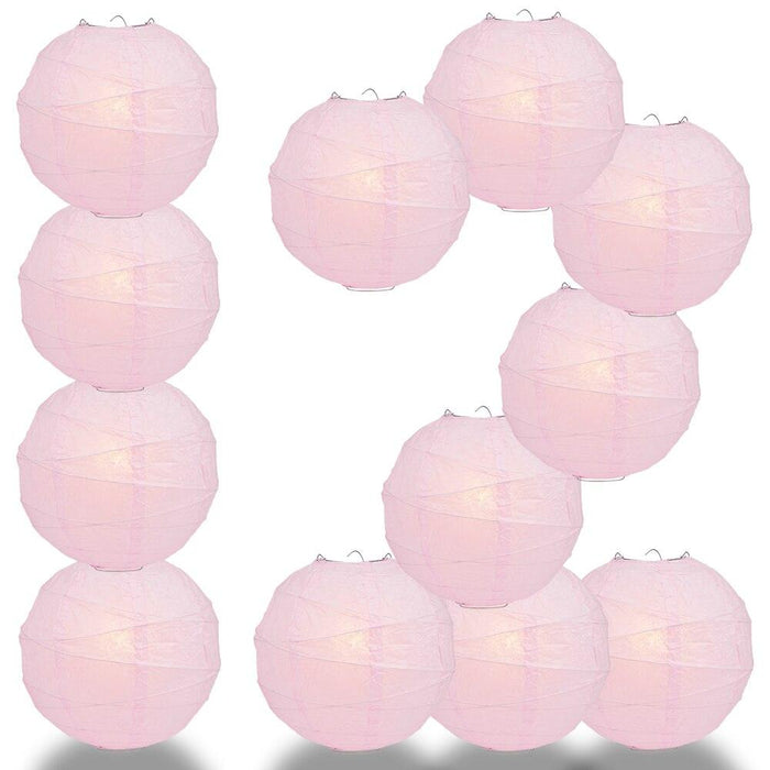 BULK PACK (12) 18" Pink Round Paper Lantern, Crisscross Ribbing, Chinese Hanging Wedding & Party Decoration - PaperLanternStore.com - Paper Lanterns, Decor, Party Lights & More