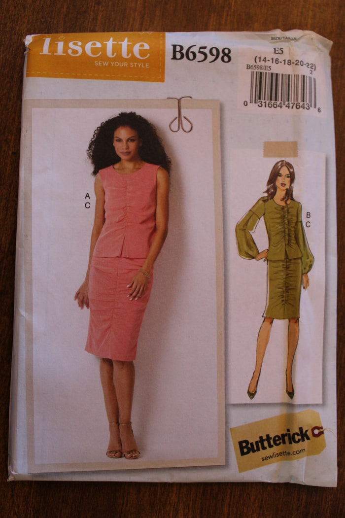 Butterick B6598, Lisette , Misses Top and Skirt,Uncut Sewing Pattern, Sz Varies