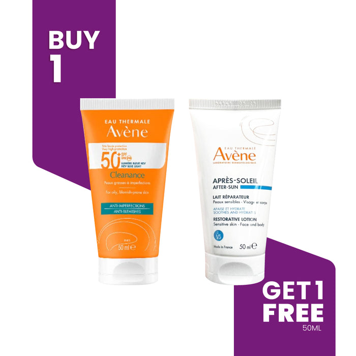 BUY 1 GET 1 - AVENE Cleanance SPF50 50ml + FREE AVENE After Sun 50ml