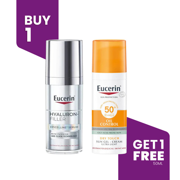 BUY 1 GET 1 - EUCERIN Hyaluron-Filler Epigenetic Serum 30ml + 1FREE EUCERIN Sun Oil Control Gel-Cream Spf50+