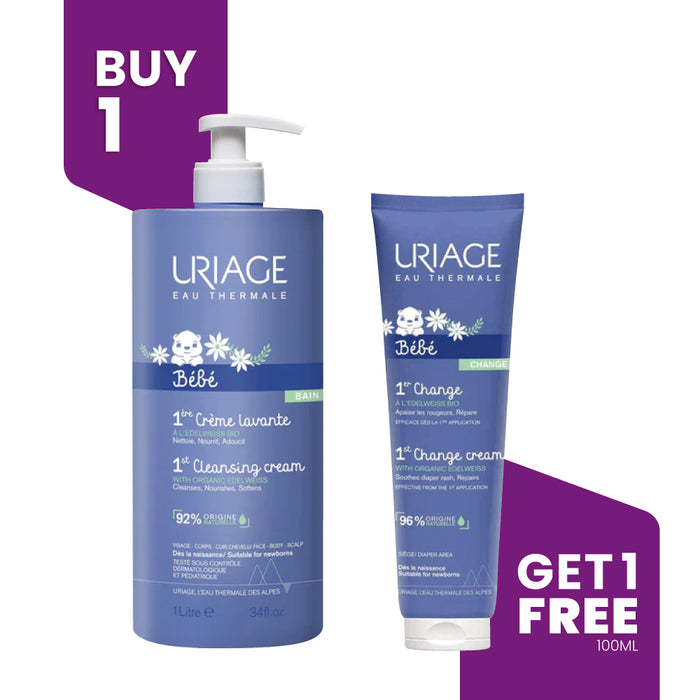 BUY 1 GET 1 - URIAGE 1St Cleansing Cream 1Litre + FREE URIAGE 1St Change Cream 100ml