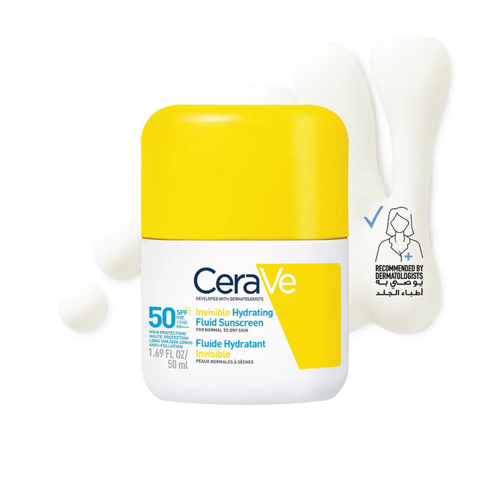 CERAVE Invisible Hydrating Fluid Sunscreen SPF50+ (50ml)