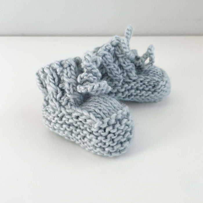 Classic Booties Bowie Grey Hand Knit Baby Shoes Winter Socks