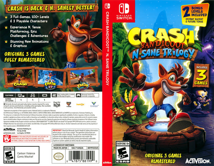 Crash Bandicoot N. Sane Trilogy Switch - Video Game - Used - CaveGamers - Image 3