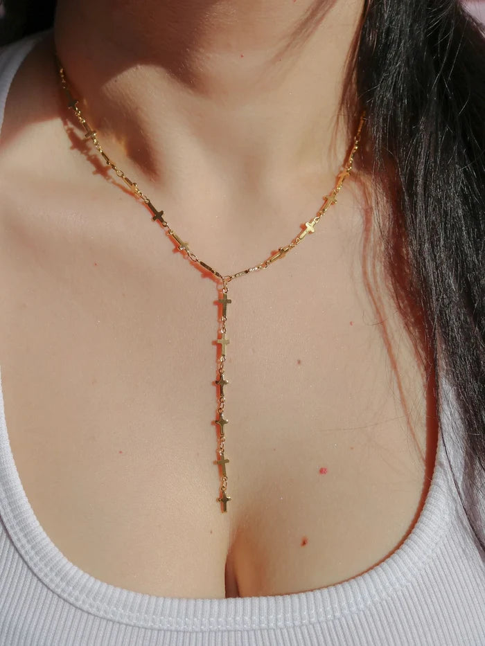 Cross Marked Y Necklace