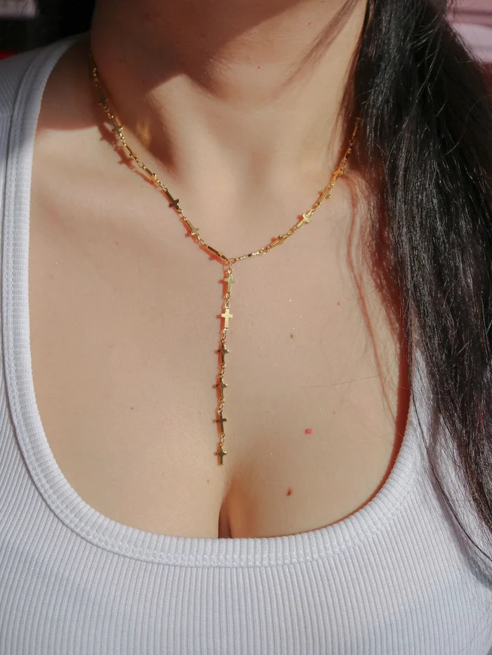 Cross Marked Y Necklace