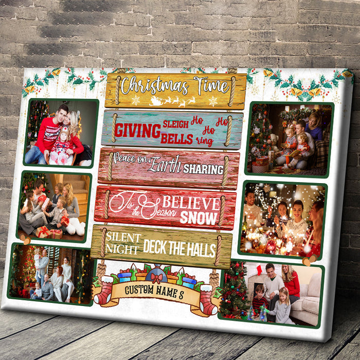 Custom Photo Personalized Canvas Wall Art Christmas Time Family Christmas Gifts