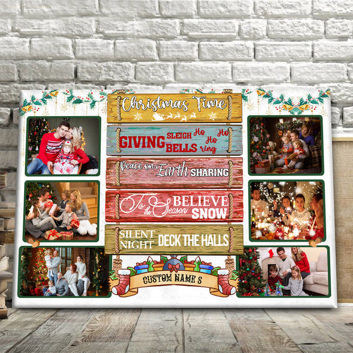 Custom Photo Personalized Canvas Wall Art Christmas Time Family Christmas Gifts