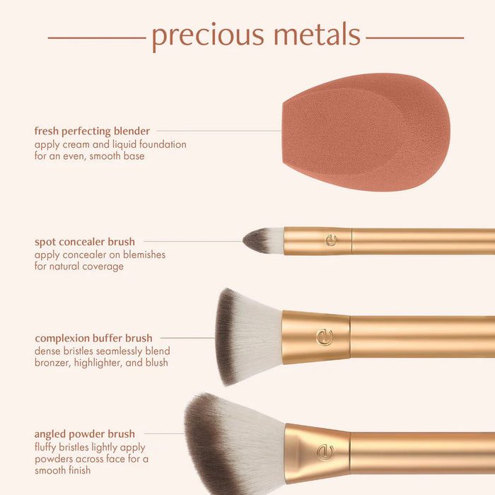 ECOTOOLS Precious Metals Face Blend + Sculpt Makeup Brush Set