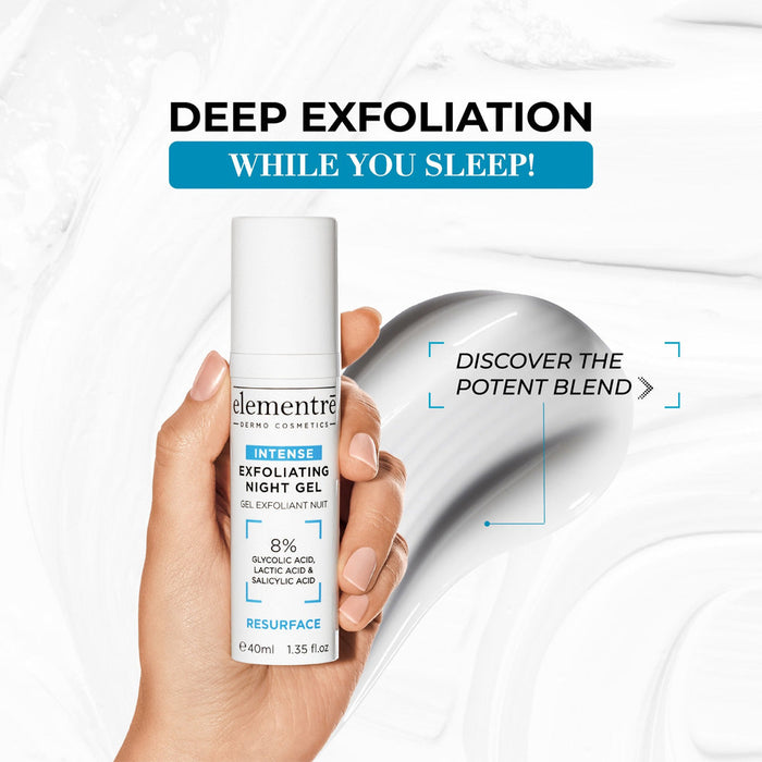 ELEMENTRE Exfoliating Night Gel 8% Glycolic, Lactic & Salicylic Acids 40 ml