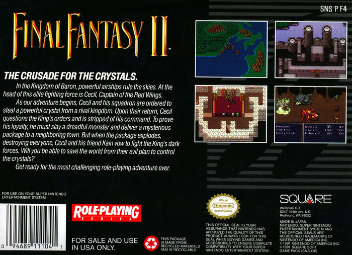 Final Fantasy II SNES - Video Game - Used - CaveGamers - Image 2