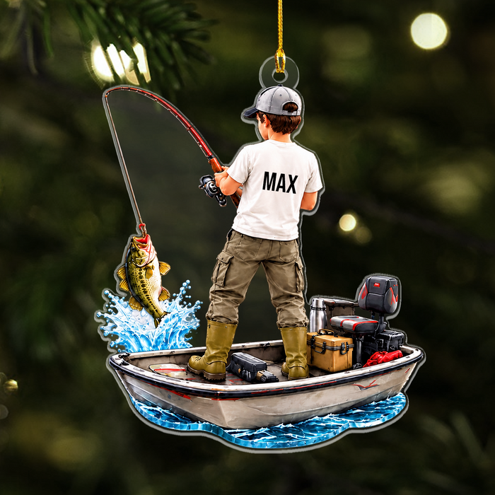 Fishing Is My Therapy - Personalized Acrylic Ornament, Custom Name Angler Keepsake, Fishing Gift
