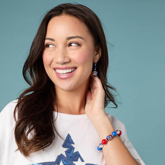 Flag Bead Dangle Earrings
