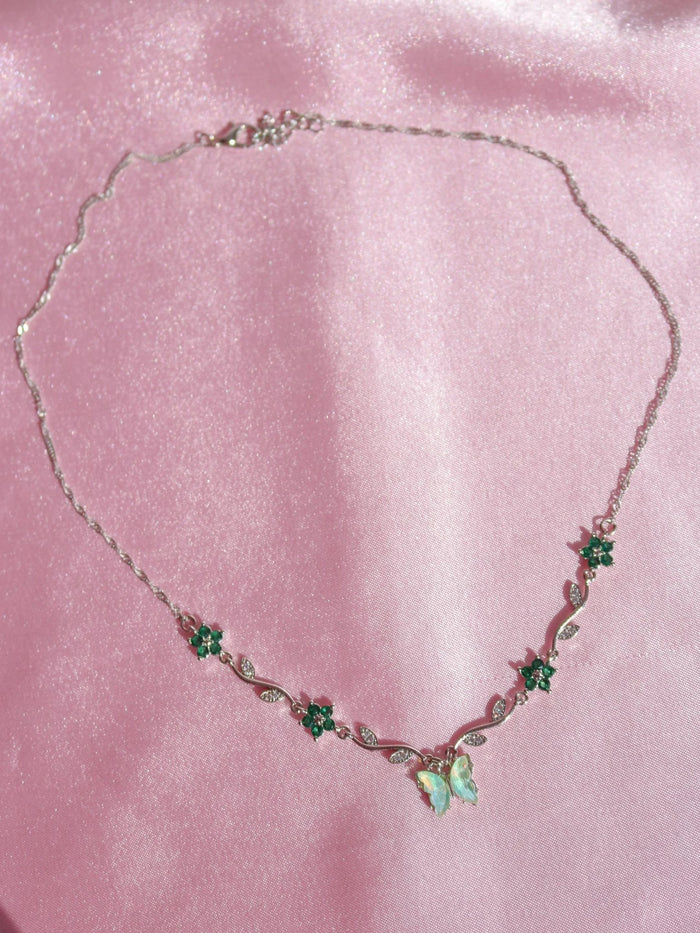 Green Butterfly Garden Necklace