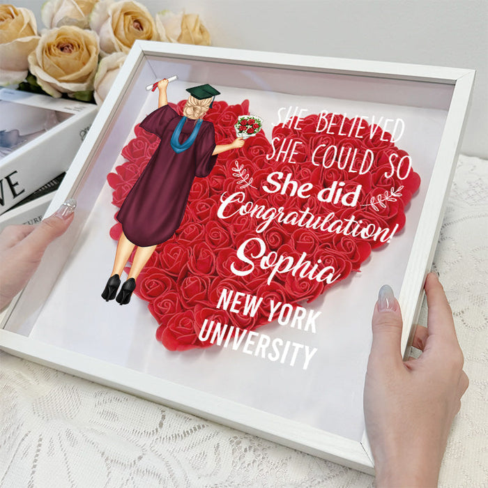 Happy Graduation- Personality Customized Flower Shadow Box - Gift For Daughter Son Graduate