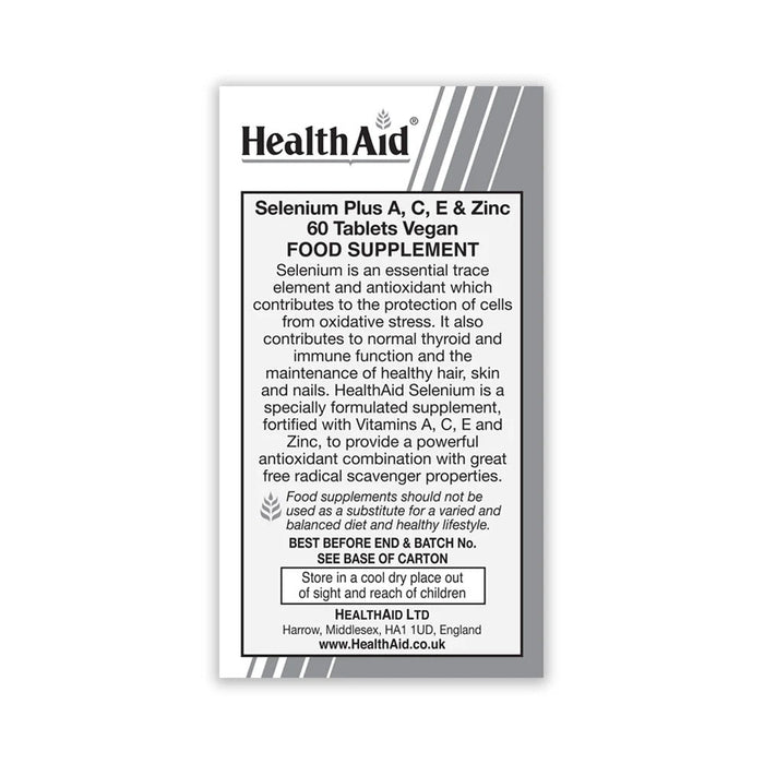 HEALTHAID Selenium Plus (Vitamins A, C, E & Zinc) 60Tabs
