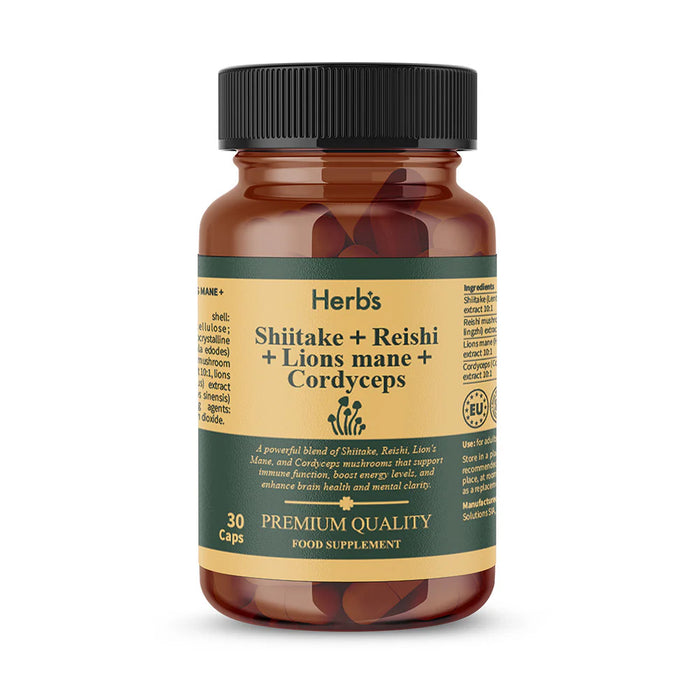 HERB'S Mushroom blend Shiitake + Reishi + Lions mane + Cordyceps 30caps