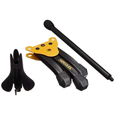Trumpet/cornet stand hardware: black arm clamps and yellow mounting plate