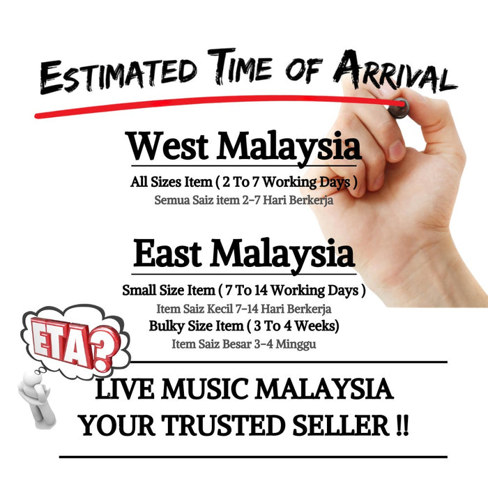 Estimated time of arrival delivery chart for West and East Malaysia